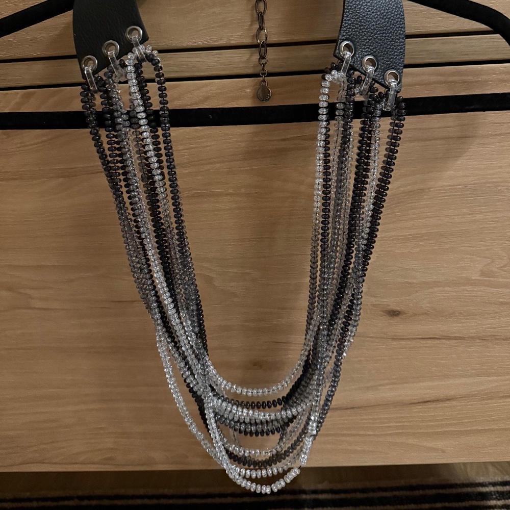 Like New! Emporio Armani Acrylic Bead and Leather Necklace